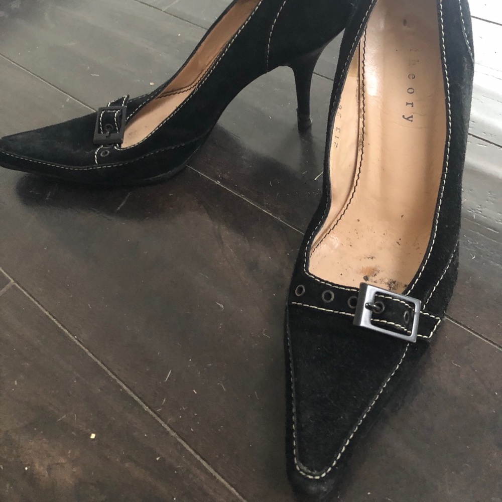 Theory suede heels black 6.5